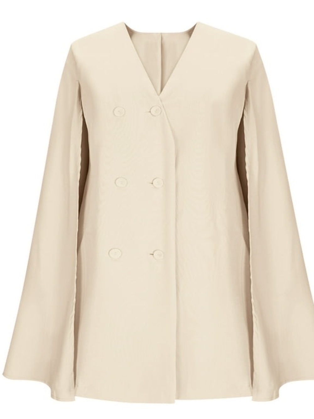 Elegant Cream Cape Blazer Dress - Tailored V-Neck (New Without Tags) - Picture 2 of 4